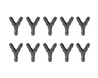 Image de Y Tube Fitting ID Tubing 6.4MM Nylon Black (10 pcs)